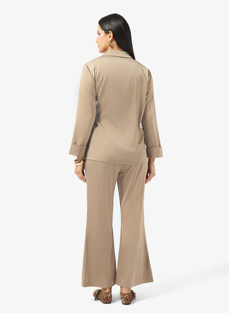 Khizana Longline Top With Side Tie Up & Pant Set